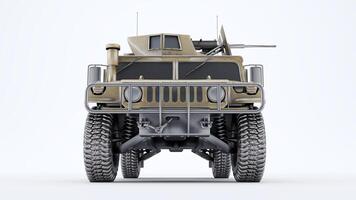3D render of all terrain military vehicle, Military vehicle isolated on a white background photo