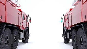 set of Red Firetruck isolated on a white background, 3D render photo