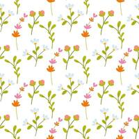 Seamless pattern of simple flowers. White background. illustration vector