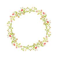 Floral frame, spring simple flowers on white isolated background. illustration vector