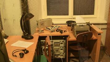 Vilnius, Lithuania - 30th november, 2024 - special room with vintage spying listening technology. The Museum of Occupations and Freedom Fights in Vilnius. Soviet occupation of Lithuania video