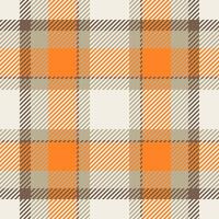 Sofa texture seamless check, difficult textile fabric plaid. Frame pattern tartan background in orange and white colors. vector