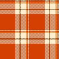 Cross pattern plaid , stripe textile check texture. Ragged fabric background seamless tartan in orange and blanched almond colors. vector