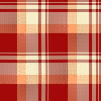 Best seamless tartan fabric, girly plaid background texture. Symmetry textile check pattern in red and light colors. vector