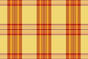 Open fabric texture background, layer check textile. Kind tartan seamless pattern plaid in tumeric and bisque colors. vector