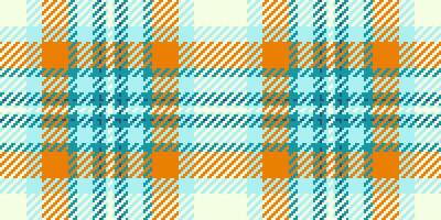 Vibrant teal, orange cream plaid pattern. Perfect for textile design, website backgrounds, or fashion projects. Modern geometric texture with a retro feel. vector