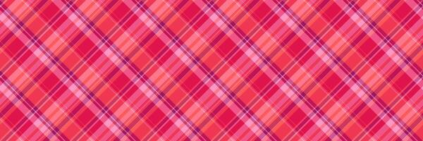 Wrapping fabric check tartan, floor background seamless. Blank plaid textile texture pattern in red and pink colors. vector