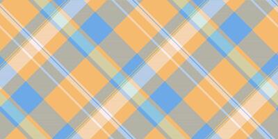 Mature check texture , printout pattern seamless fabric. Selection textile background tartan plaid in orange and cyan colors. vector
