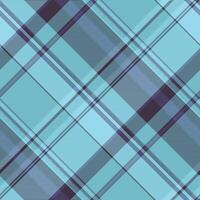 African fabric pattern textile, bold seamless plaid tartan. Wear background check texture in cyan and dark colors. vector
