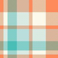 Italian pattern fabric textile, irish tartan check. Bag texture plaid seamless background in orange and sea shell colors. vector