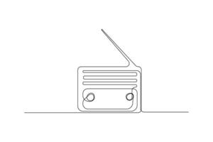 Continuous single-line art drawing of radio. Radio outline illustration. vector