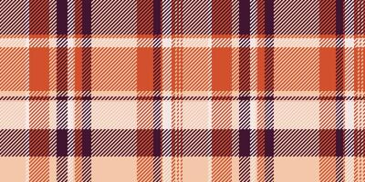 Vibrant autumnal plaid pattern in warm orange, peach, and deep maroon tones. Perfect for textile design, fall fashion, or website backgrounds. vector