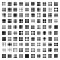 Mega set of one hundred original and unique seamless patterns. Check grayscale plaid. Flat design fabric texture black white color. vector