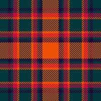 Vibrant autumnal plaid pattern in teal, orange, and crimson. Perfect for textile design, fall-themed projects, or adding a touch of seasonal style to your designs. vector