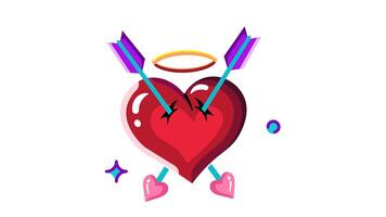 Animated Heart pierced by Cupid's arrows, a symbol of love and affection video