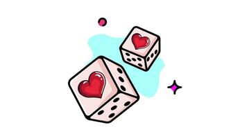 Dice of Love A playful illustration of two dice with hearts, symbolizing chance and affection. Perfect for game design, Valentine's Day, or romantic themes. video