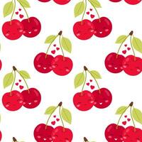 Valentines Day. Cute loving cherries. Seamless pattern for textile, wrapping paper, background. vector