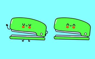 Stapler character. hand drawn cartoon kawaii character illustration icon. Isolated on blue background. Stapler character concept vector