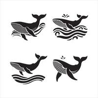High-Quality Whale Silhouettes for Design vector