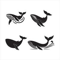 Editable Whale Silhouette Set in EPS Format vector