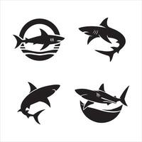 Editable Shark Silhouette Set in EPS Format vector