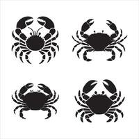 Editable Crab Silhouette Set in EPS Format vector