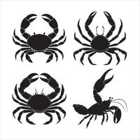 Black Crab Silhouettes on White Background vector