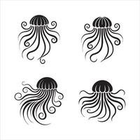 Editable Jellyfish Silhouette Set in EPS Format vector