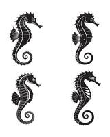Editable Seahorse Silhouette Set in EPS Format vector