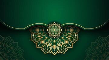 Green and gold background with an ornate design vector