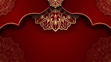 An elegant red background with gold ornament vector