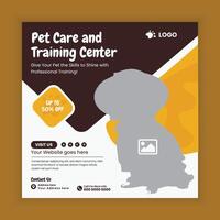 Pet care and training center web square banner design template vector