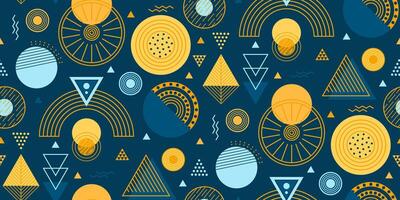 Modern abstract geometric seamless pattern. Wallpaper design with circle, triangle, geometric shape and line. Design for wallpaper, fabric, wrapping paper. illustration1 vector