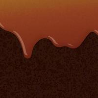 Caramel syrup pouring on browine cake texture square background graphic illustration. vector