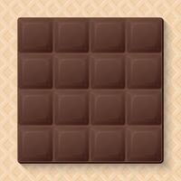 Milk chocolate bar square shape on wafer texture background graphic illustration. vector