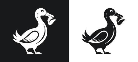 Minimalist silhouette of a feeding duck in design vector