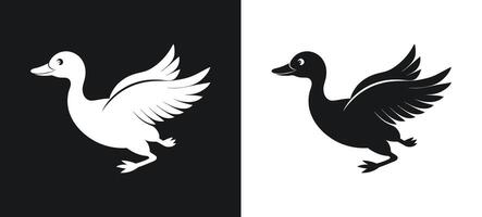 Minimalist art of a flying duck in silhouette vector