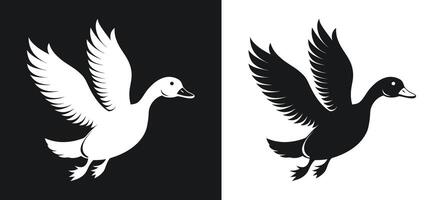 Stylish silhouette of a flying duck in artistic design vector