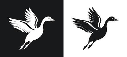 Detailed silhouette of a duck in flight design vector