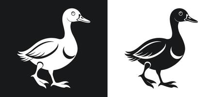 Running Duck in the Field Silhouette vector