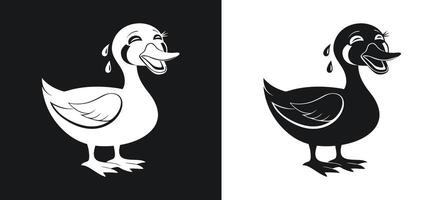 Lonely Crying Duck Silhouette at the Waterside vector