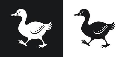 Dynamic Duck Silhouette Running Across Wetlands vector