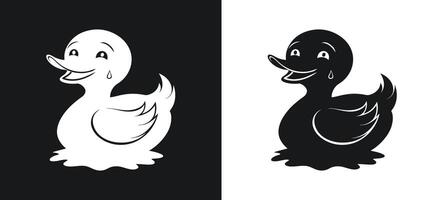 Set of Crying Duck Silhouettes in Nature vector