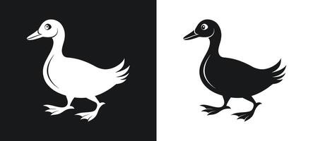 Silhouette of a Running Duck in Sunset vector