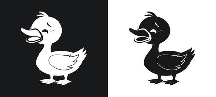 Emotional Set of Crying Duck Silhouettes vector