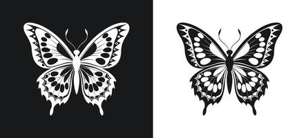Minimalist Black and White Butterfly Silhouette Clipart vector