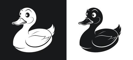 Sad Crying Duck Silhouette in Quiet Nature vector