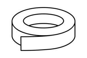 Hand drawn cute outline illustration of insulating tape. Flat sticky scotch repair tool in line art doodle style. Support service hardware icon. Settings or fix problem. Find solution. Isolated vector