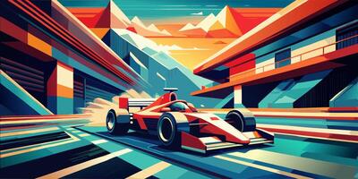 Dynamic Racing Action on Futuristic Circuit vector