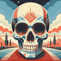 Vibrant Skull Artwork with a Star on the Forehead in a Fantasy Setting vector